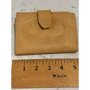 Buxton Continental Clutch Leather Bifold Wallet Tan Embossed‎ Organizer